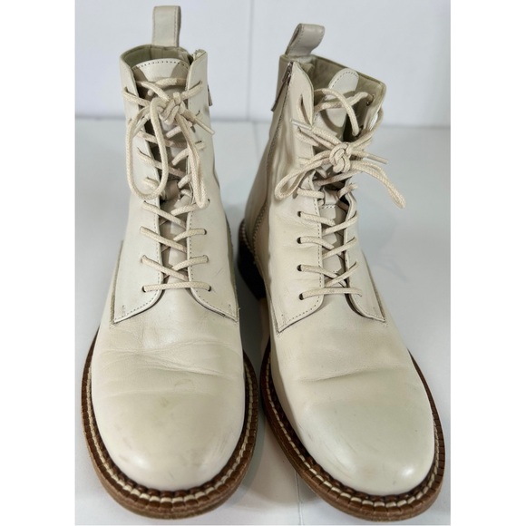 Vince Women’s Cabria Leather Combat Lace-up Boot In Off White, size 7.5 - Picture 9 of 12
